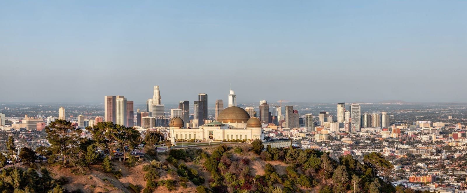 The Hollywood Sign above Griffith Park, photographed from Griffith Observatory on a clear morning.